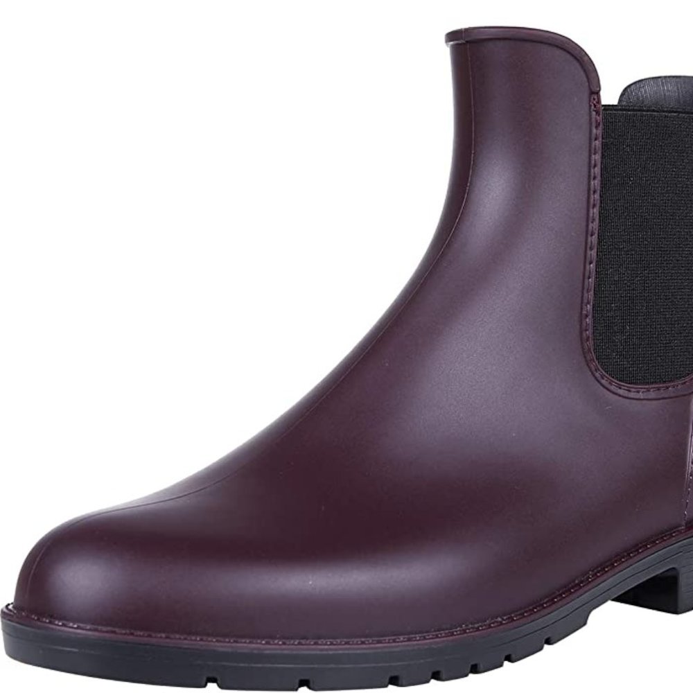 Ankle Rain Boots Waterproof Chelsea Boots / Burgundy / women’s 7
